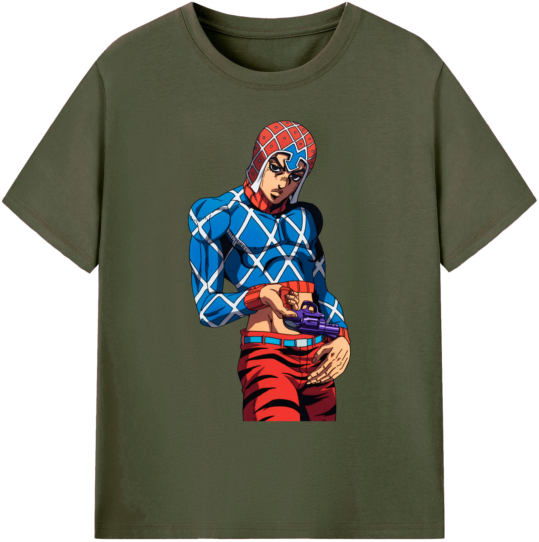 （画像用） ジョジョの奇妙な冒険 グイード?ミスタ JoJo's Bizarre Adventure Guido Mista 綿100％ メンズ半袖Tシャツ｜肌触りやわらか＆通気性